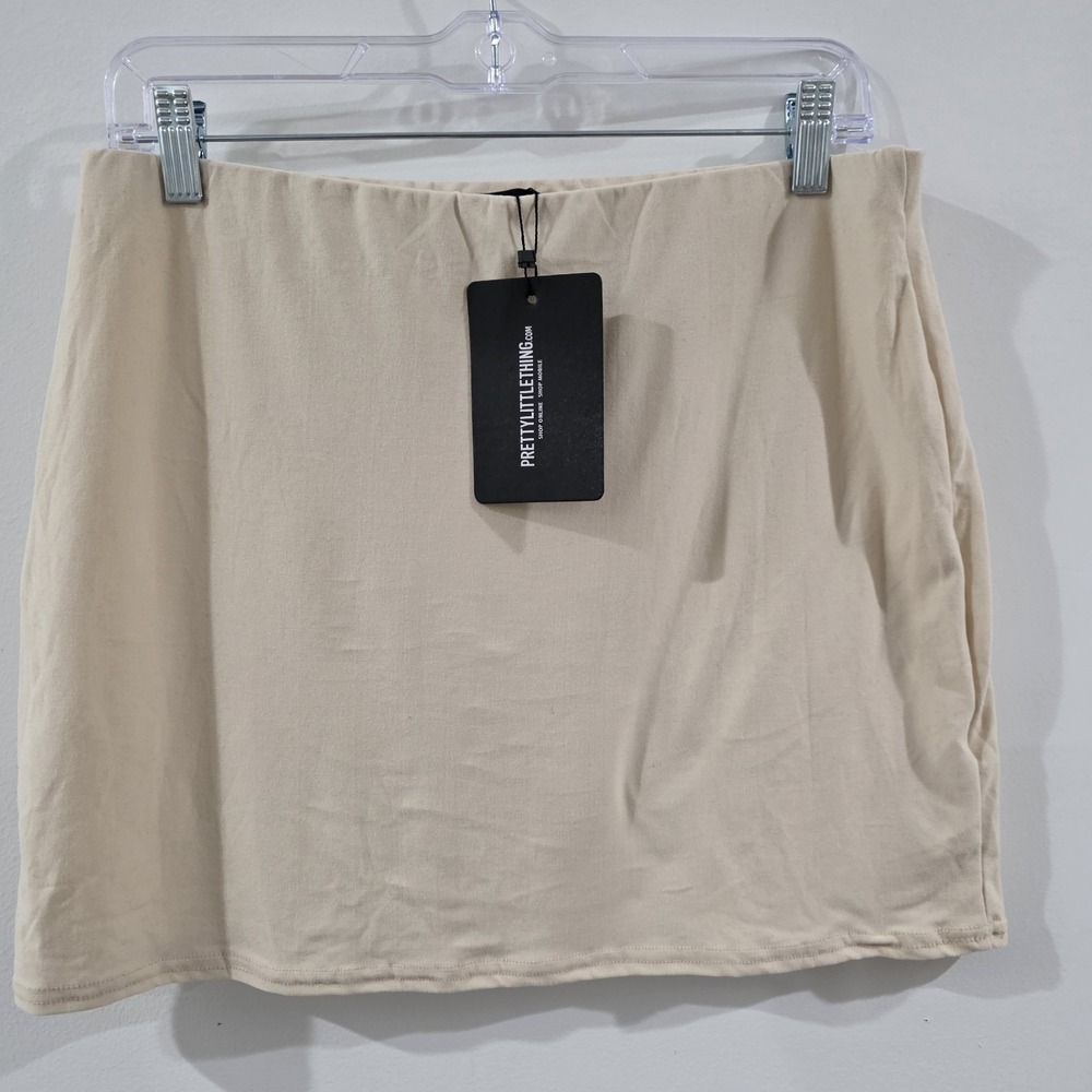 Pretty Little Thing Womens Mini Skirt Size 12 Tan Minimalist‎ Coquette